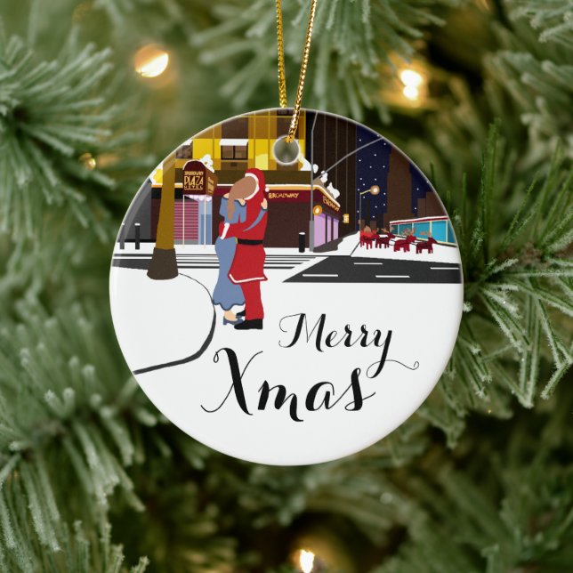 Weihnachts-Kuss am Broadway Weihnachten Ornam Keramik Ornament (Baum)