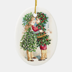 Weihnachts-Kuss Keramik Ornament