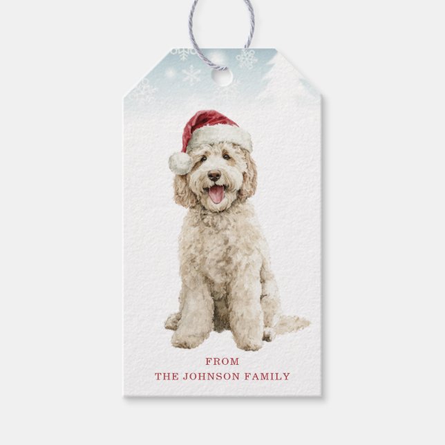 Weihnachts-Labradoodle-Geschenkanhänger Geschenkanhänger (Vorderseite)