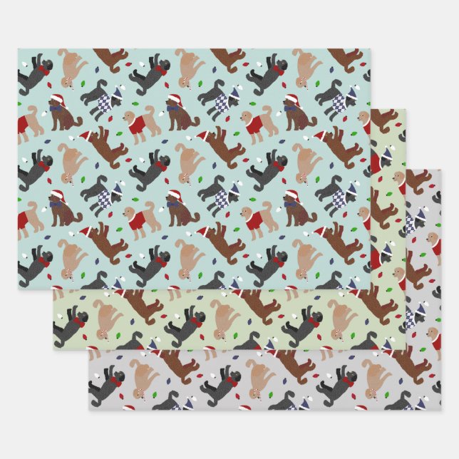 Weihnachts Labradoodle Wrapping Paper Sheets Geschenkpapier Set (Set)
