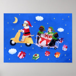 Weihnachts-Labrador-Delivery-Malerei Poster