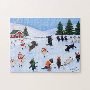 Weihnachts-Labrador-Fun-Malerei Puzzle