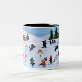 Weihnachts-Labrador-Fun-Malerei Zweifarbige Tasse