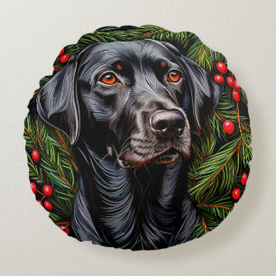 Weihnachts-Labrador-Hund Rundes Kissen