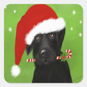 Weihnachts-Labrador, Hundsticker Quadratischer Aufkleber