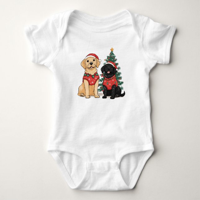 Weihnachts-Labrador Retriever Hunde Baby Strampler (Vorderseite)