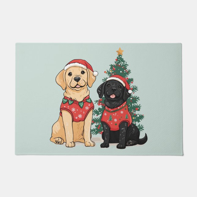 Weihnachts-Labrador Retriever Hunde Fußmatte (Vorderseite)