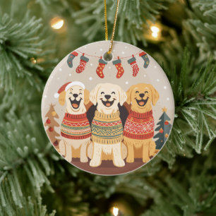 Weihnachts-Labrador Retriever Hunde Keramik Ornament