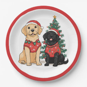 Weihnachts-Labrador Retriever Hunde Pappteller
