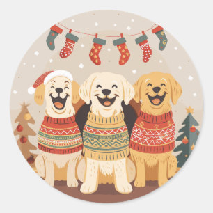 Weihnachts-Labrador Retriever Hunde Runder Aufkleber