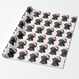 Weihnachts-Labrador Retriever in Schwarz  Geschenkpapier