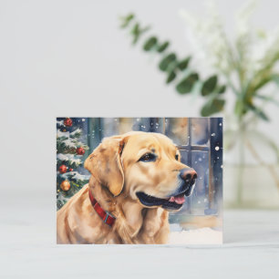 Weihnachts-Labrador Retriever in Snow Watercolor Postkarte