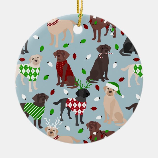Weihnachts Labrador Retriever Keramik Ornament (Vorne)
