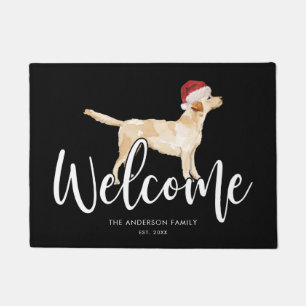 Weihnachts Labrador Retriever Personalisiert Black Fußmatte
