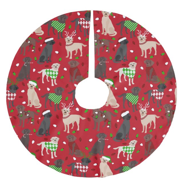 Weihnachts Labrador Retriever Polyester Weihnachtsbaumdecke (Vorderseite)