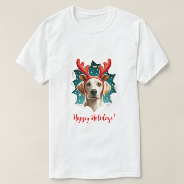 Weihnachts Labrador Retriever Reindeer T-Shirt (Design vorne)