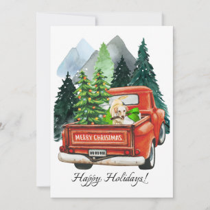 Weihnachts Labrador Retriever & Vintage LKW Art Feiertagskarte