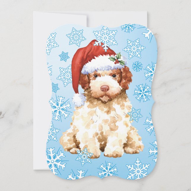 Weihnachts-Lagotto Romagnolo Ferienkarte Feiertagskarte (Vorderseite)