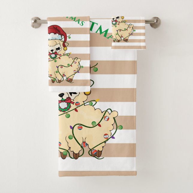 Weihnachts-Lama-Badetuch-Set Badhandtuch Set (Insitu)