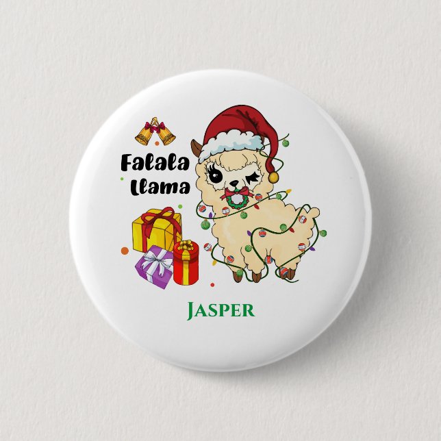 Weihnachts-Lama-Button Button (Vorderseite)