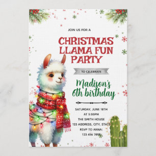 Weihnachts-Lama-Geburtstags-Einladung Einladung