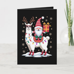 Weihnachts-Lama-Gnom-Santa-Lichter-Rentier-Xmas Karte