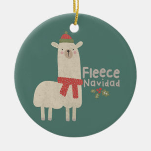 Weihnachts-Lama-Pun: Fleece Navidad Keramik Ornament