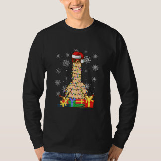 Weihnachts Lama Tree Lights Llama Weihnachtsmannmü T-Shirt