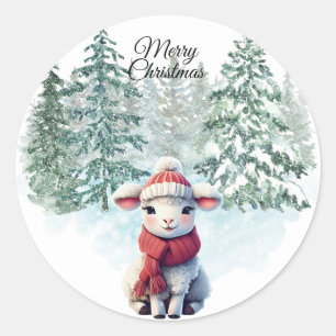 Weihnachts-Lamm-Aufkleber Runder Aufkleber
