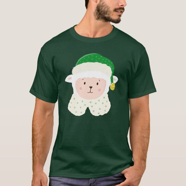 Weihnachts-Lamm-Schaf mit Elfenhut T-Shirt (Vorderseite)