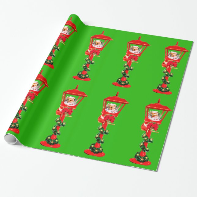 Weihnachts-Lampe Post Red Wrapper Geschenkpapier (Ungerollt)