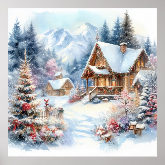 Weihnachts-Landschaft-Kunst-Poster Poster (Vorne)