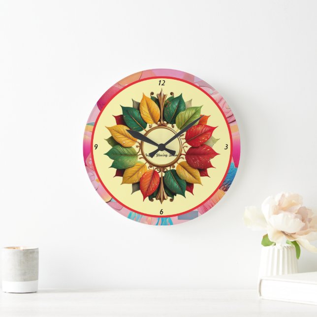 "Weihnachts-Leafy-Magie" Große Wanduhr (Zuhause)