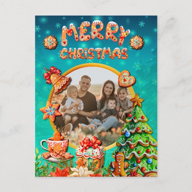 Weihnachts-Lebkuchen Candy House und Neujahr Postkarte (Vorderseite)