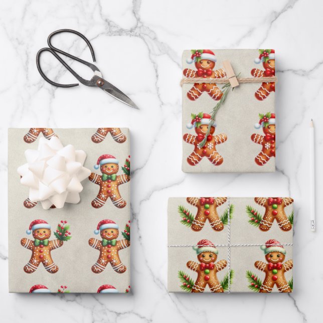 Weihnachts-Lebkuchen-Cookies Geschenkpapier Set (Vorderseite)