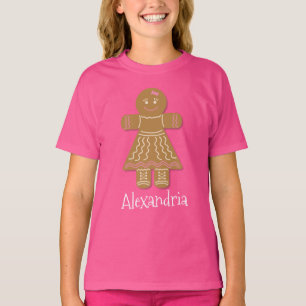 Weihnachts-Lebkuchen Girl Pink Ihren Namen hinzuf T-Shirt