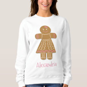 Weihnachts-Lebkuchen Girl Pink Ihren Namen hinzufü Sweatshirt