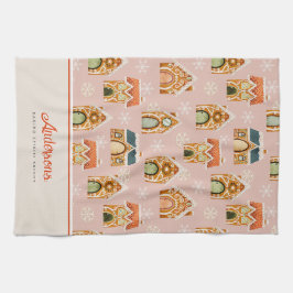 Weihnachts-Lebkuchen-Haus Keks Pink Geschirrtuch