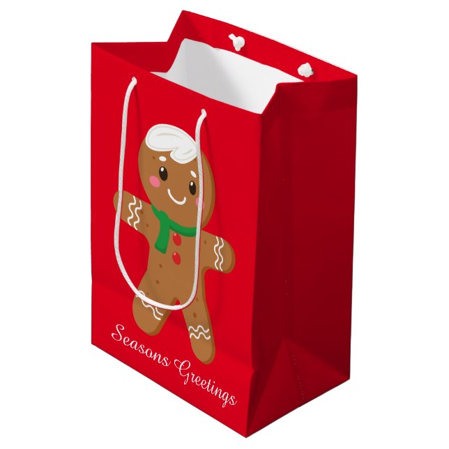 Weihnachts-Lebkuchen hinzufügen Mittlere Geschenktüte (Vorderseite Schrägansicht)