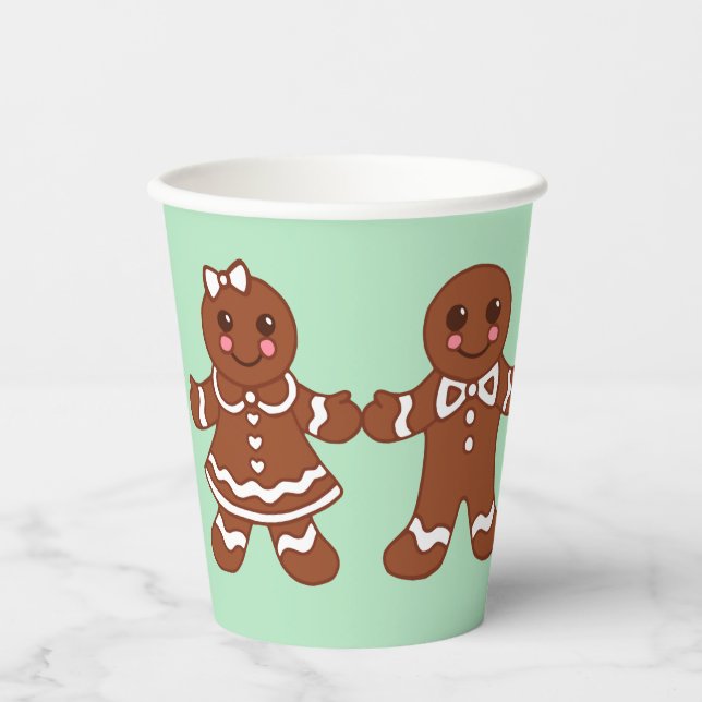Weihnachts-Lebkuchen-Junge-Girl-Kaffee-Getränk Pappbecher (Vorderseite)