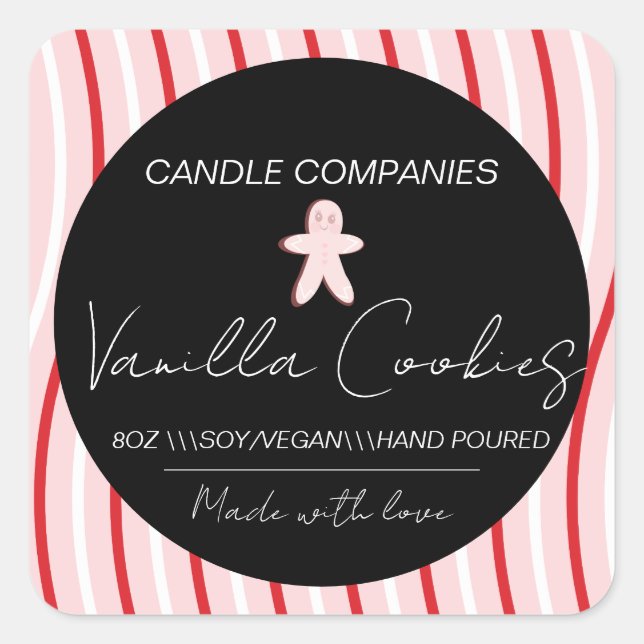 Weihnachts-Lebkuchen-Kerzenmacher-Geschäft Quadratischer Aufkleber (Vorderseite)