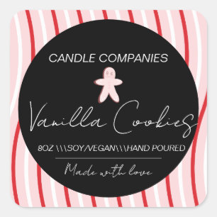 Weihnachts-Lebkuchen-Kerzenmacher-Geschäft Quadratischer Aufkleber