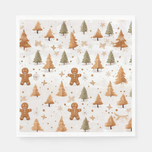 Weihnachts-Lebkuchen Männer und Schneeflocken Serviette