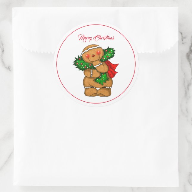 Weihnachts-Lebkuchen-Person-Stickers Runder Aufkleber (Tasche)