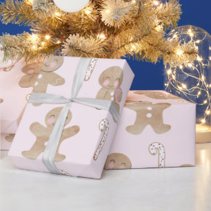 Weihnachts-Lebkuchen Pink Wrapping Paper Geschenkpapier