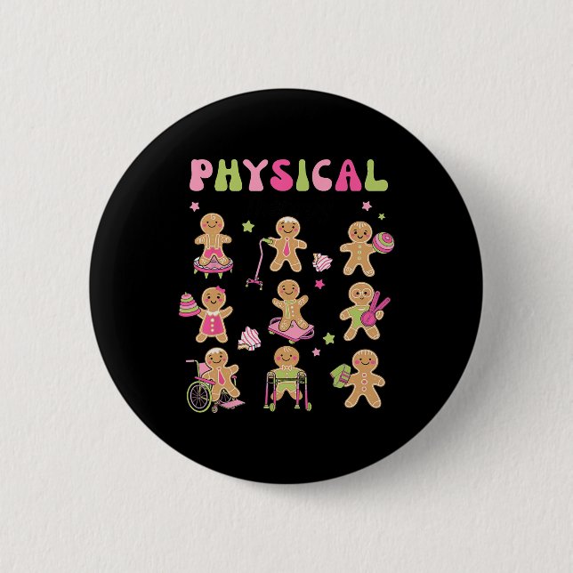 Weihnachts-Lebkuchen PT Physikalischer Therapieass Button (Vorderseite)