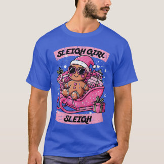 Weihnachts-Lebkuchen Rosa Schlitten Mädchen Xmas M T-Shirt