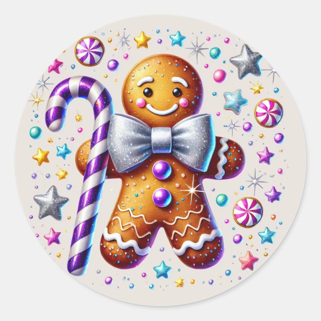 Weihnachts-Lebkuchen Runder Aufkleber (Vorderseite)