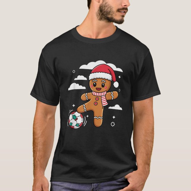 Weihnachts-Lebkuchen Soccer Xmas Kid Player Kick T-Shirt (Vorderseite)
