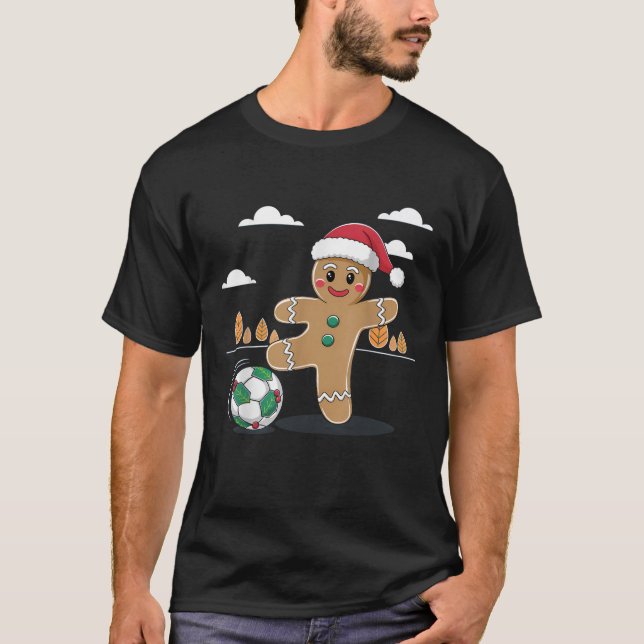 Weihnachts-Lebkuchen Soccer Xmas Kid Player Kick T-Shirt (Vorderseite)